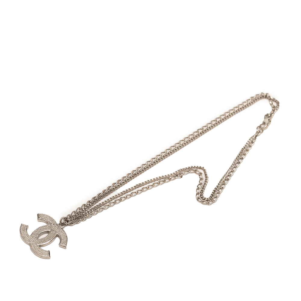 Pre-Loved Chanel CC Brass Double Chain Pendant Necklace